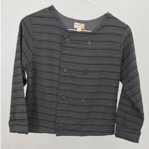 Napaani Unisex Kids Martin Shirt 7Y Gray Long Sleeve Black Stripe Organic